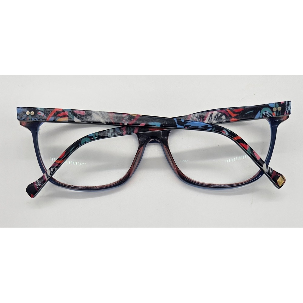 Vera Bradley Eyeglasses Frames Blue Floral Patterned Arms Womens Optical Glasses - Picture 6 of 8